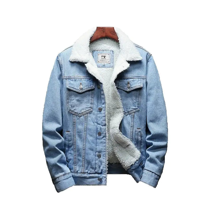 Men Winter Jean Jackets Outerwear Warm Denim Coats