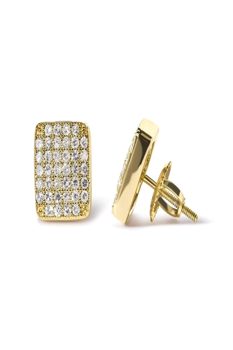 14K Yellow Gold 1/2 Cttw Diamond Square Shaped Composite Cluster Stud  Earrings (I-J Color, I1-I2 Clarity)