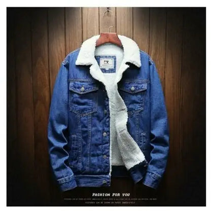 Men Winter Jean Jackets Outerwear Warm Denim Coats