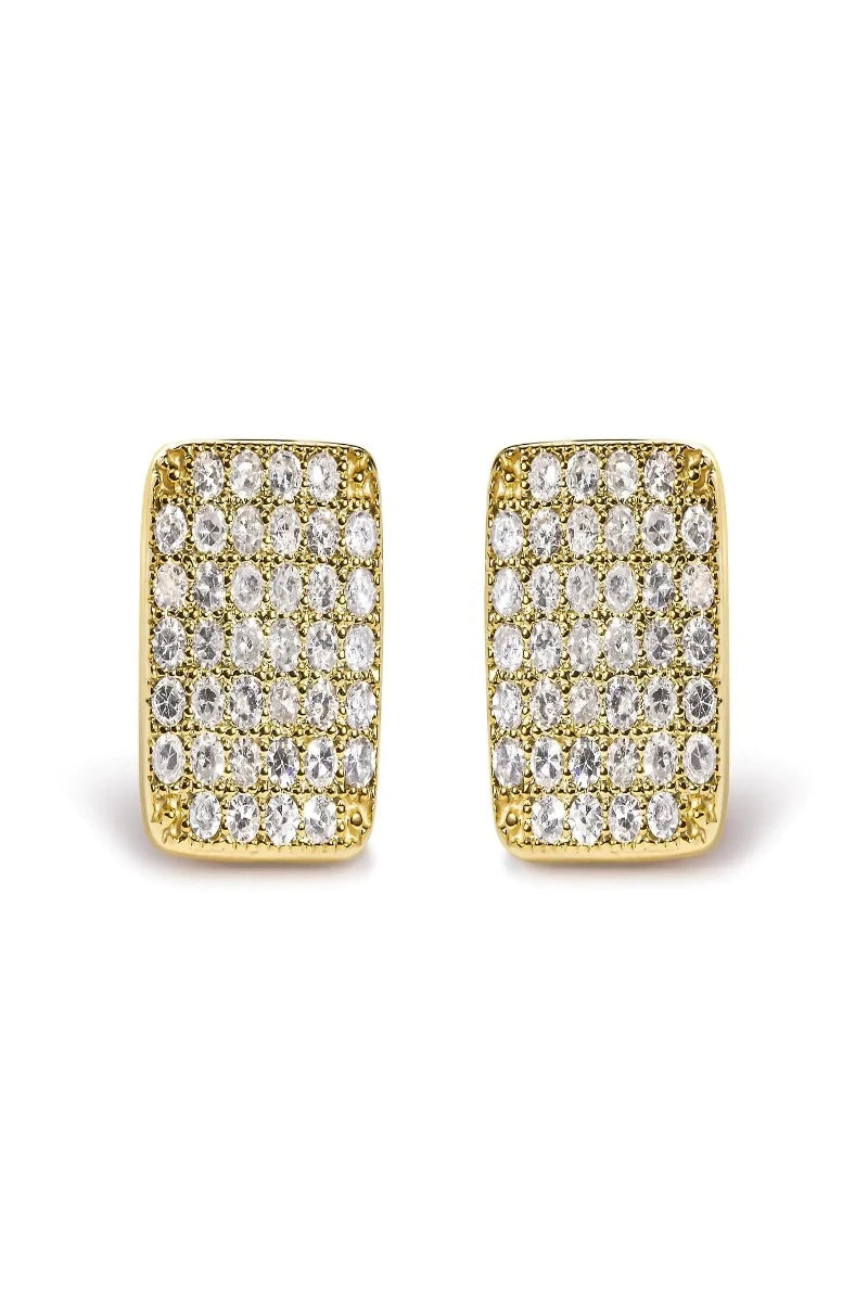 14K Yellow Gold 1/2 Cttw Diamond Square Shaped Composite Cluster Stud  Earrings (I-J Color, I1-I2 Clarity)