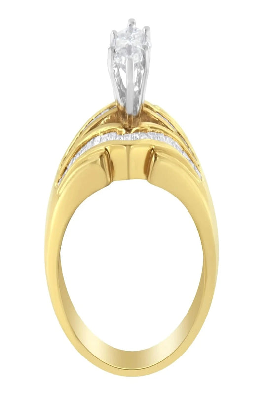 14KT Two-Toned Gold Diamond Cocktail Ring (1 cttw, H-I Color, SI1-SI2 Clarity)