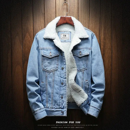 Men Winter Jean Jackets Outerwear Warm Denim Coats