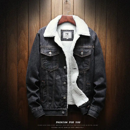 Men Winter Jean Jackets Outerwear Warm Denim Coats