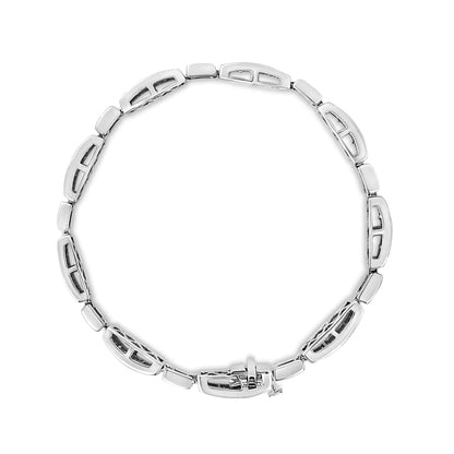 14K White Gold 2.00 Cttw Invisble-Set Princess Diamond Link Bracelet (I1-I2 Clarity, I-J Color) - 7.25"