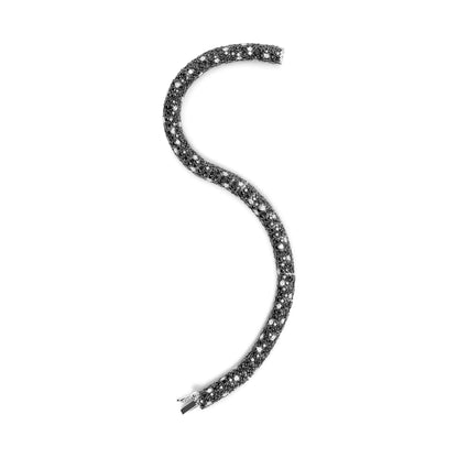 18K White Gold 20.0 Cttw Black and White Pave Set Diamond Eternity Snake Skin Style Tennis Bracelet (Black and G-H Color, SI1-SI2 Clarity) - Size 7"