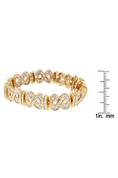 14K Yellow Gold Baguette-Cut Diamond Bracelet (4.00 cttw, G-H Color, SI1-SI2 Clarity)