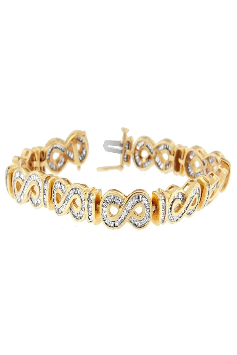 14K Yellow Gold Baguette-Cut Diamond Bracelet (4.00 cttw, G-H Color, SI1-SI2 Clarity)