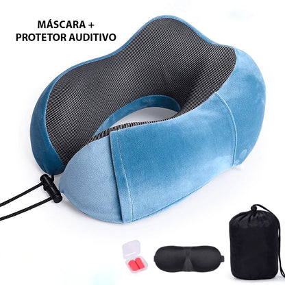 Orthopedic Neck Massaging Pillow for Travel with Eye Mask and Ear Protector