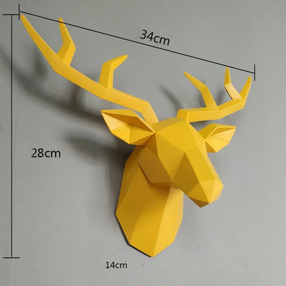 Modern 3D Deer Head Wall Sculpture